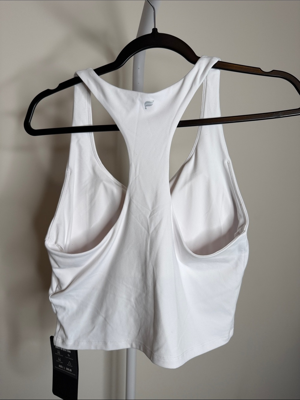 Fabletics White Racerback Cropped Tank - Picture 3 of 3